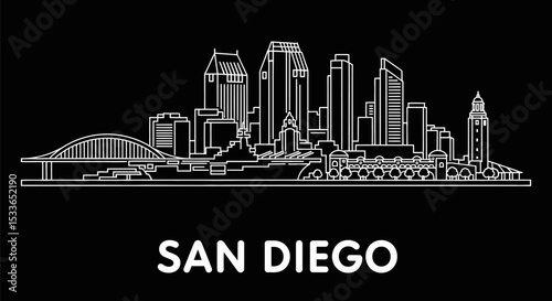 San Diego Skyline Minimalist Black.