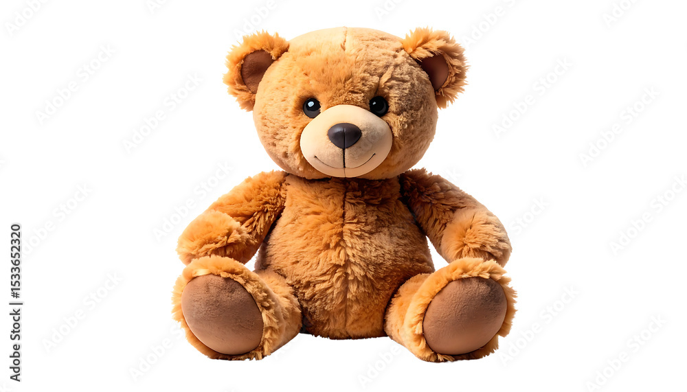 Obraz premium Front view of a friendly brown teddy bear, perfect for designs requiring a cozy, gentle touch.