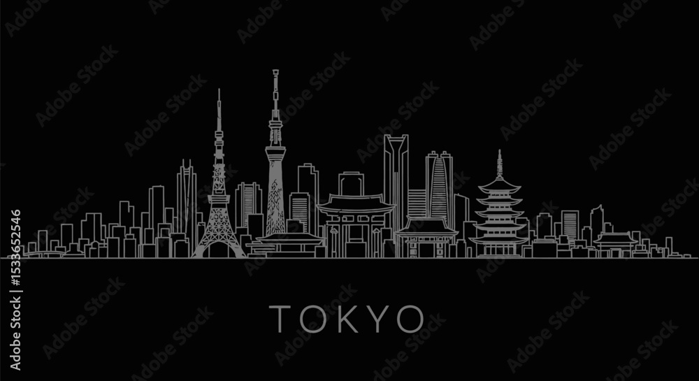 Fototapeta premium Tokyo skyline with Japan Minimalist style.