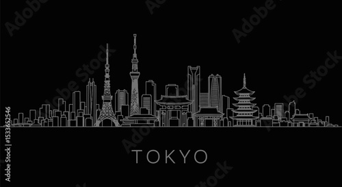 Tokyo skyline with Japan Minimalist style.
