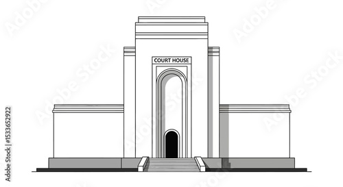 Minimalist Courthouse Illustration – Government and Legal Institution Architecture