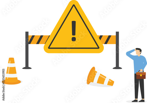 404 error web template with cones and repair sign symbol vector illustration. stock illustration

