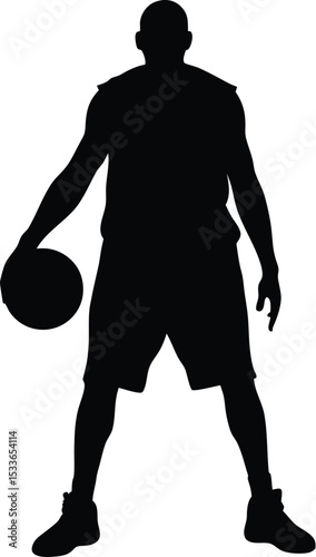 basketball player silhouette, jump shot, vector illustration