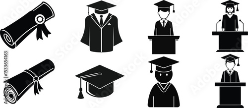 Graduation or Education Assets. Silhouette designs