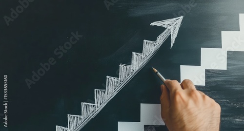 Hand drawing a growth chart on a chalkboard