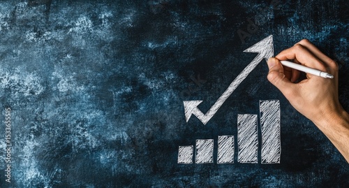Hand drawing a rising graph on a chalkboard (1)