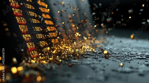 Futuristic Trading Terminal Malfunction Stock Market Crash Visualization