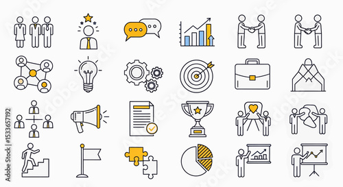 Business Growth and Collaboration Icons Set