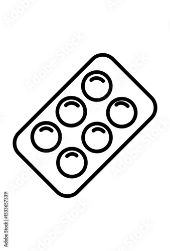Tablet strip icon: Pills in a blister pack.
 Medical blister pack with round capsules
