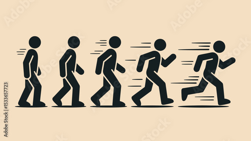 Animated Sequence of Stick Figure Walking and Running