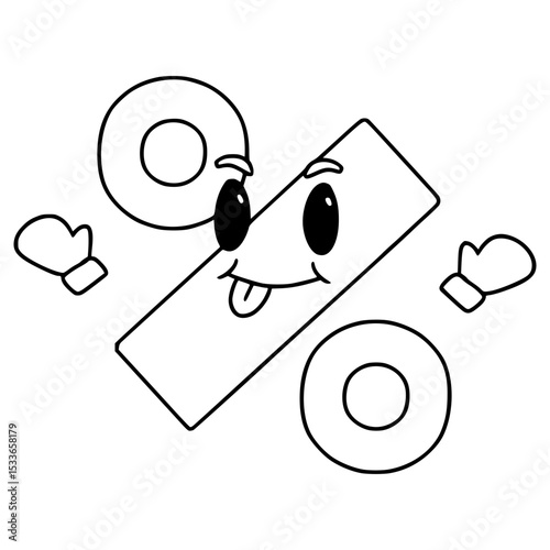 percent math character illustration hand drawn outline vector