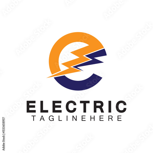 Abstract Letter E Electric Bold Logo design, Power Logo, Energy logo design template