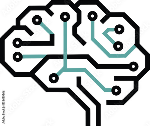 Minimal Neural Network Brain Icon – AI Technology Symbol