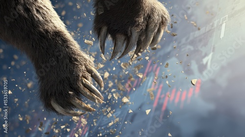 Powerful Grizzly Bear Claws Crushing Stone
