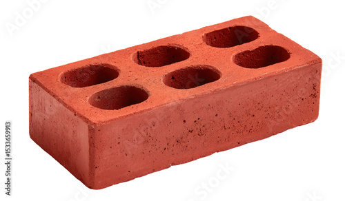 Perforated Red Brick Isolated on Transparent Background for Construction Projects