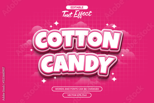 Cotton candy editable text effect with 3d pink text and pink background