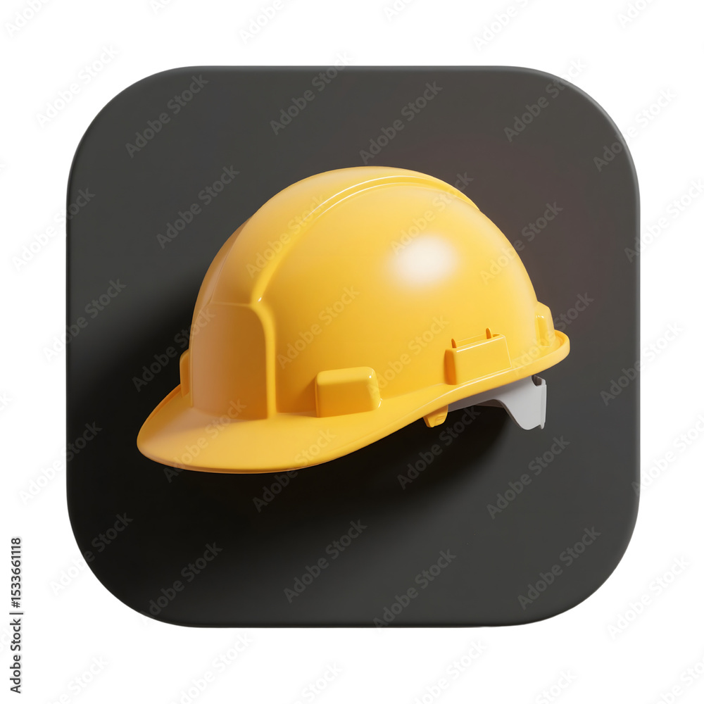 Fototapeta premium Safety Helmetyellow construction helmet centered on a curved 