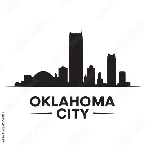 Wallpaper Mural Vector Oklahoma City skyline. Travel Oklahoma City famous landmarks. Business and tourism concept for presentation, banner, web site. Vector black silhouette. with white background Torontodigital.ca