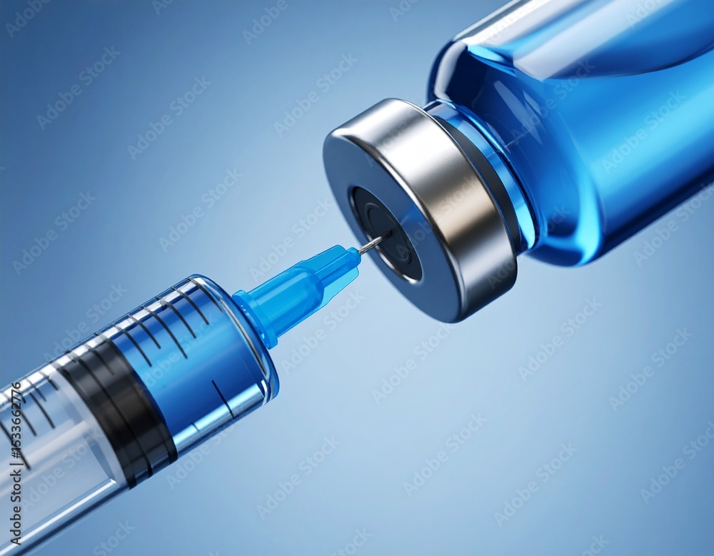 Obraz premium Close-up medical syringe with a vaccine.