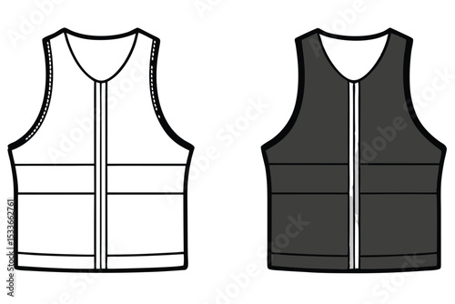 Vector illustration of a puffer vest design available with transparency for versatile use
