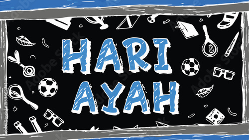 A festive indonesian father's day celebration with a stylish blue and white design element ideal for greeting cards and social media promotions
