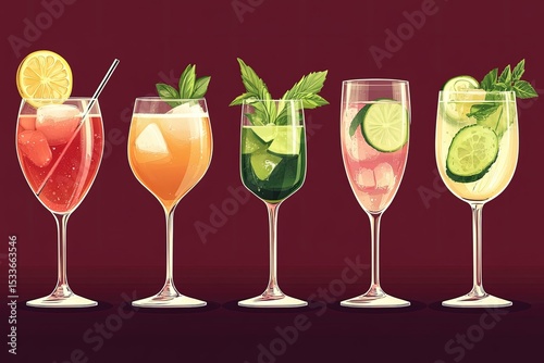 Colorful refreshing drinks