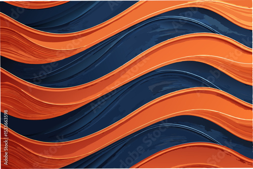 Generate a hyperrealistic image of clean, overlapping futuristic waves rendered in deep orange hues, emphasizing smooth, polished surfaces and a sense of depth.