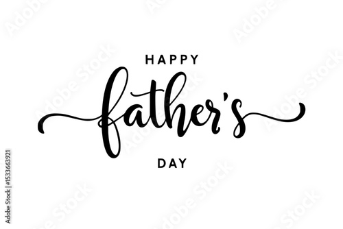 Happy father's day text in black script font on a white background card
