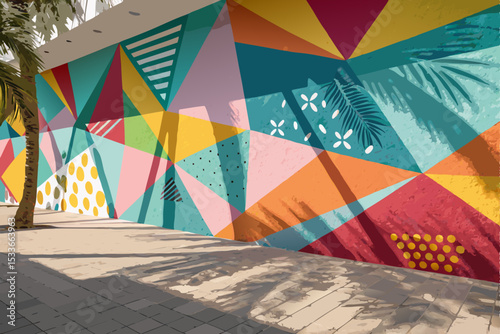 Generate a vibrant, modern backdrop featuring irregular abstract shapes in a diverse color palette.  The style should be playful and dynamic.
