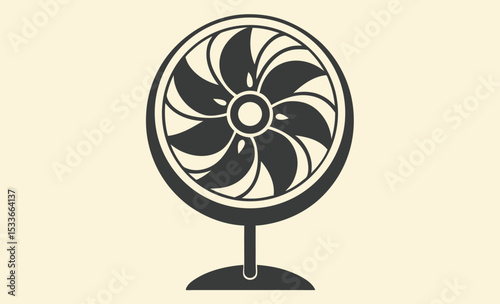 Electric fan silhouette, stand fan vector