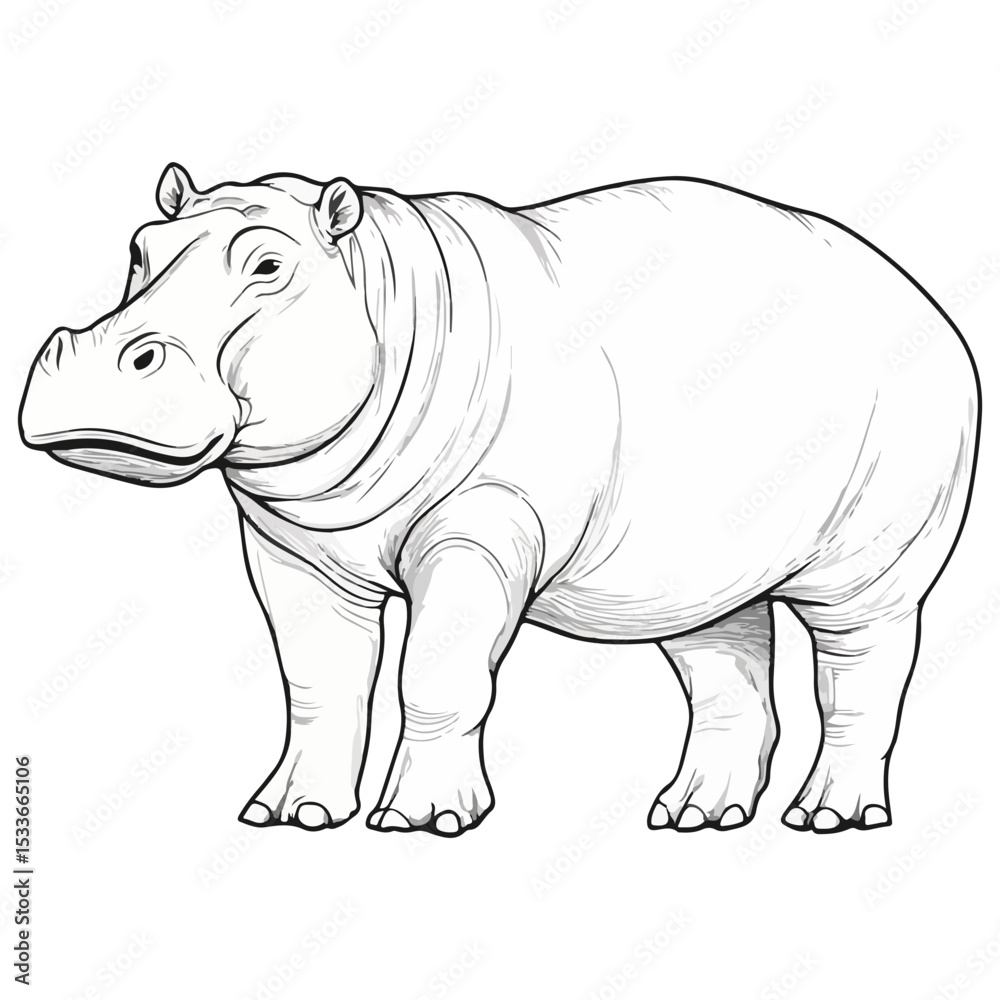 Fototapeta premium hippopotamus, animal, vector, transparent background, creature, mammal, hippo, cute, nature, wildlife, isolated, big, fat, zoo, wild