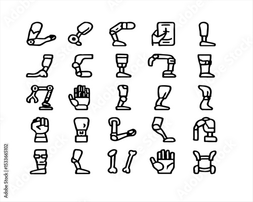 Assortment of mechanical arms and legs, providing a visual representation of technology for mobility and design concept