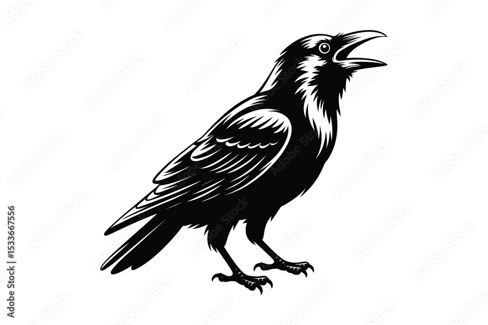 Obraz premium Screaming Crow Bird Vector Artwork Illustration