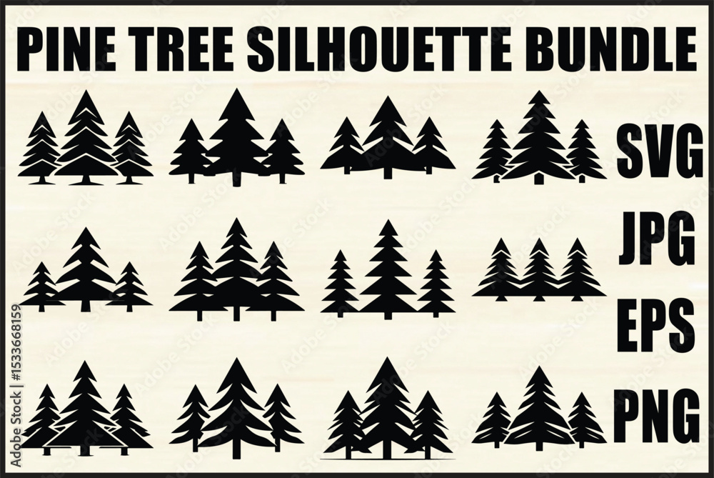 Obraz premium Pine Tree Vector Bundle Design