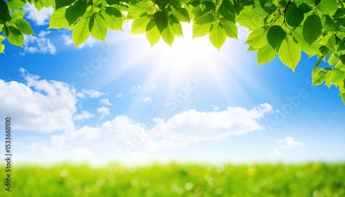 Sunlit leaves dancing in a vibrant green meadow nature photography outdoor serenity bright atmosphere
