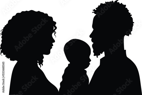 family silhouette, parents and children, vector illustration