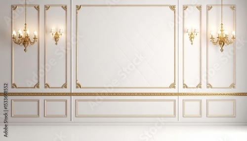 Elegant wall design with gold accents interior room digital artwork modern environment aesthetic viewpoint