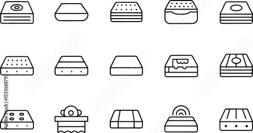 mattress for sleeping icon set  the outline icons  (1).eps