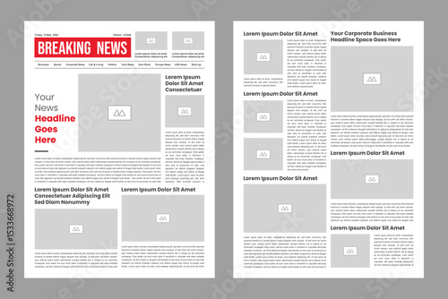 The daily newspaper layout, magazine design, newsletter template, vintage newspaper design template	