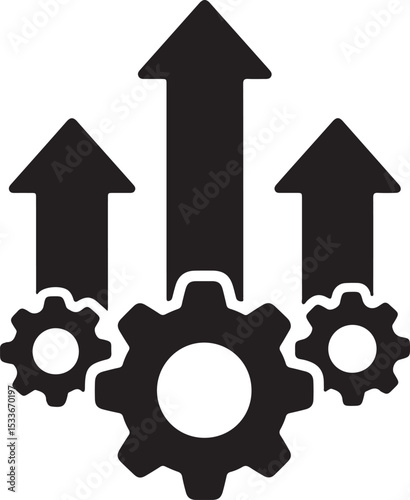 Industrial concept illustration of 3D metal gears, cogs, and wheels on white and black backgrounds, depicting mechanical technology and engineering power