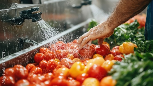 Fresh produce being washed (1)