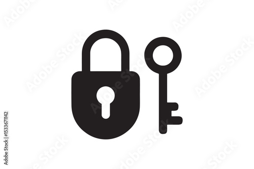 Lock & Key silhouette vector with white background
