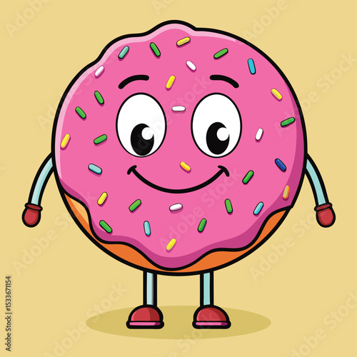 Delightful friendly wobbly jelly donut with sprinkles, a sweet treat full of joy.