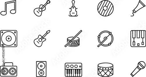 music   instrument line editable icon set  editabl.eps