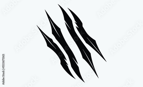 Claw marks silhouette, scratch vector icon, animal tear graphic