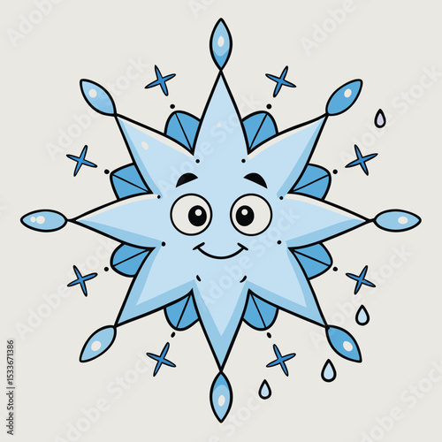 Delicate gentle snowflake slowly descending, sparkling with winter beauty and detail.