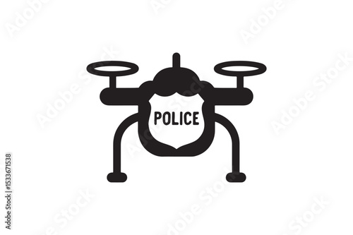 Police Drone silhouette vector with white background