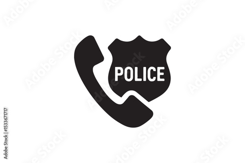 Police Hotline silhouette vector with white background