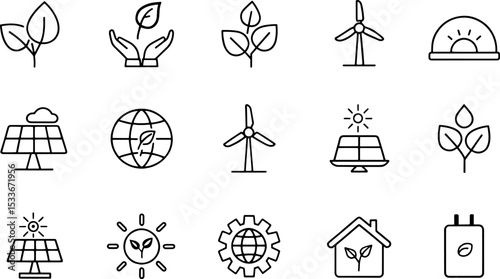 net zero editable stroke outline web icons set  ne.eps
