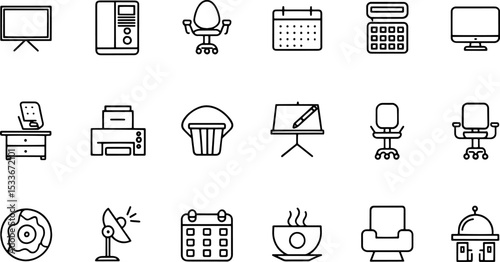 office and coworking linear icons collection  big .eps